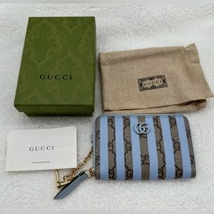 ✨NIB✨ Gucci Love Parade Striped Zip Around Card Case Coin wallet